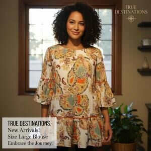 True Destinations Paisley Print Large Blouse